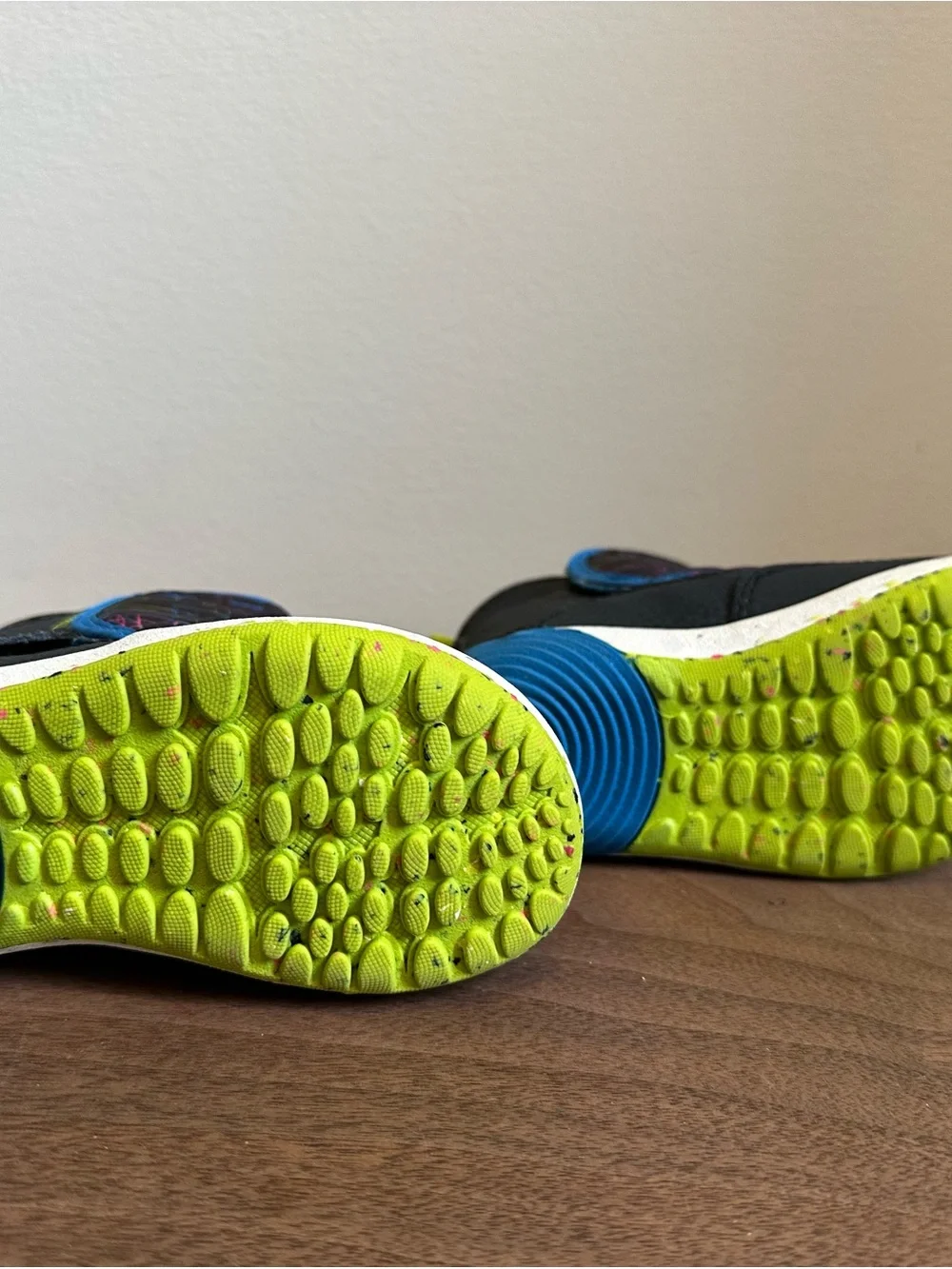 Merrell Kids Black Boots with Blue Trim and Neon Pattern
